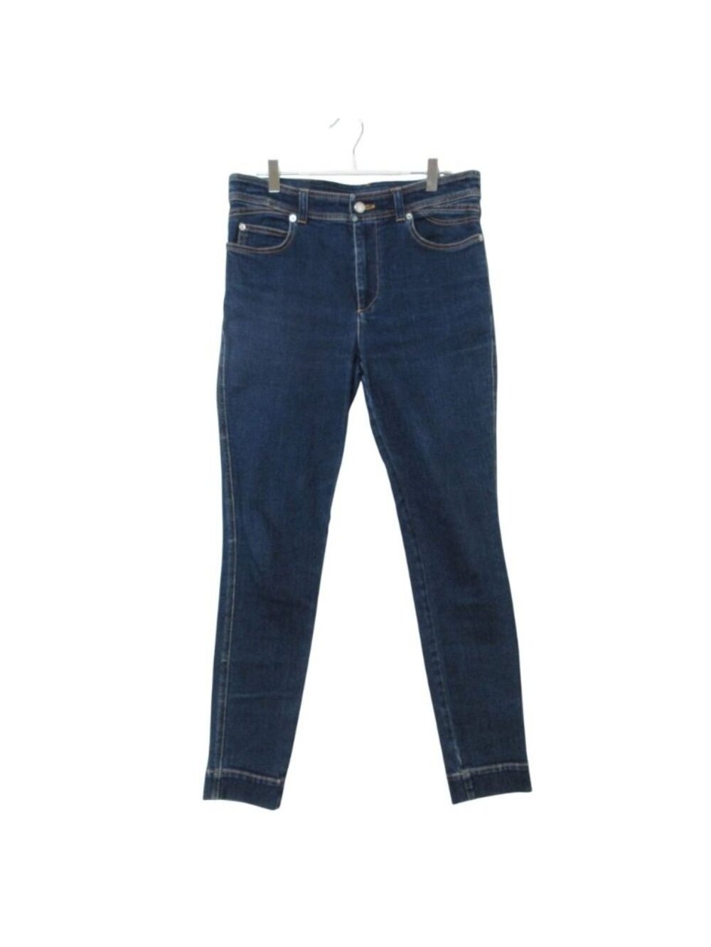 Louis Vuitton Denim Pants Skinny Jeans Logo Tab Leather Patch Indigo Blue LL